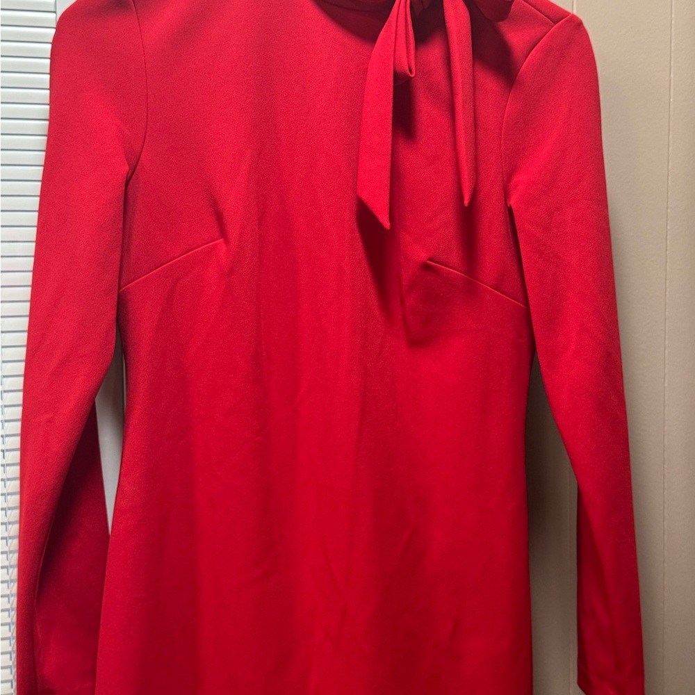Calvin Klein Vibrant Red Long Sleeve Dress